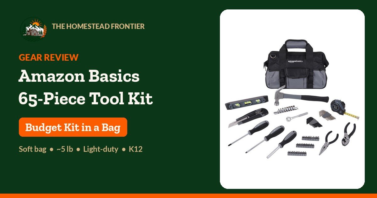 Amazon Basics 65-piece home repair tool kit with soft carrying bag - The Homestead Frontier