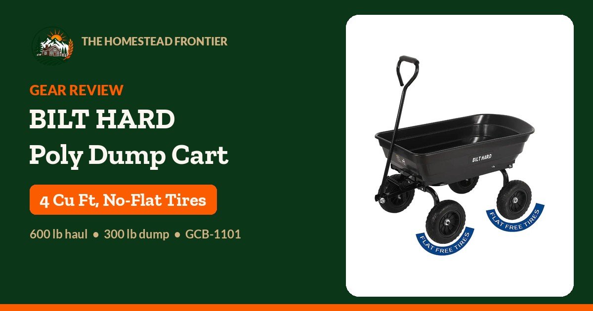 BILT HARD GCB-1101 4 cubic foot poly yard dump cart with no-flat tires - The Homestead Frontier